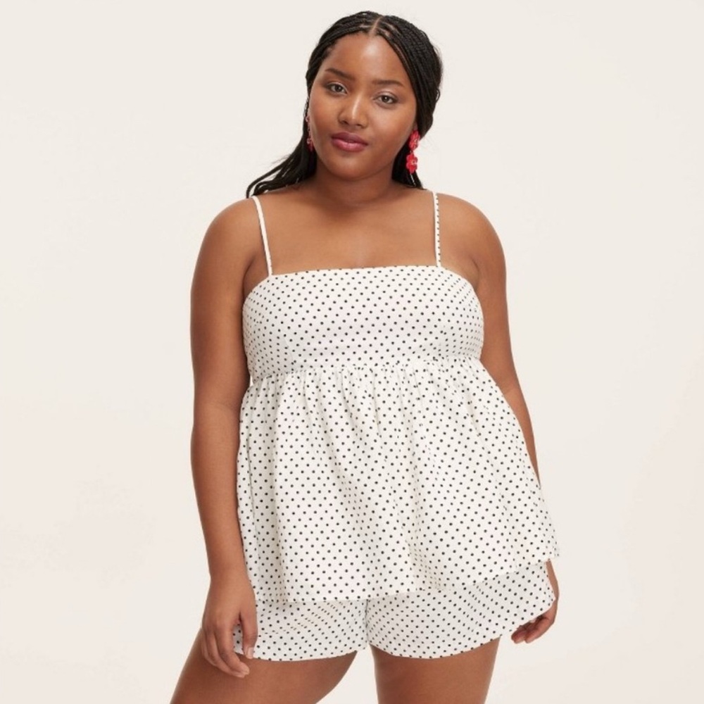 Kate Spade NY X Target Women's Mini Polka Dot Linen Baby Doll Tank Top - XL